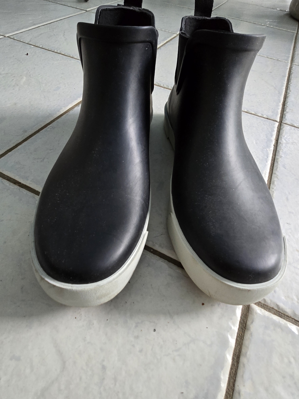 Target Black Slip-On Ankle Rain Booties with White Sole
